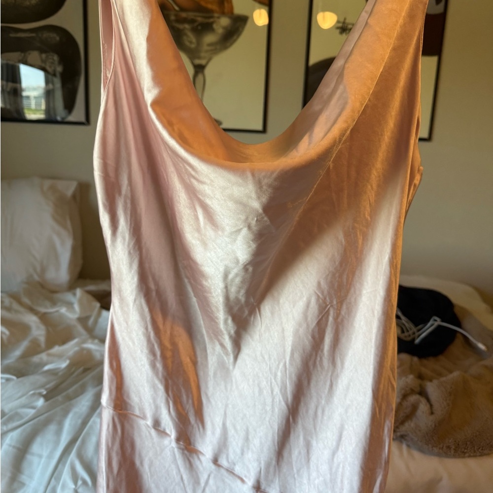 ADILAH MAXI DRESS - COWL NECK SATIN DRESS IN SOFT PINK